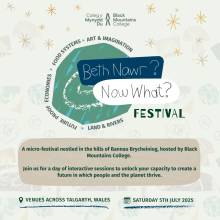 Beth Nawr Festival. Saturday 5th July, 9.30am in Talgarth, Wales.